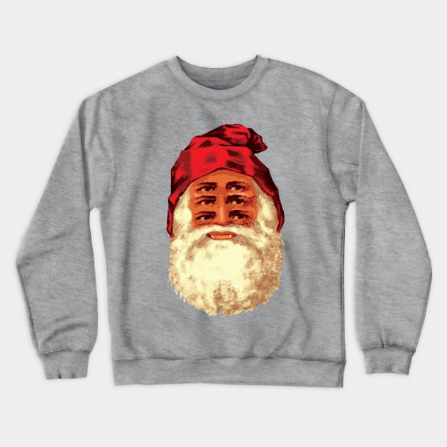 Psychedelic Santa Claus Sees All Crewneck Sweatshirt by Pop Spider Store